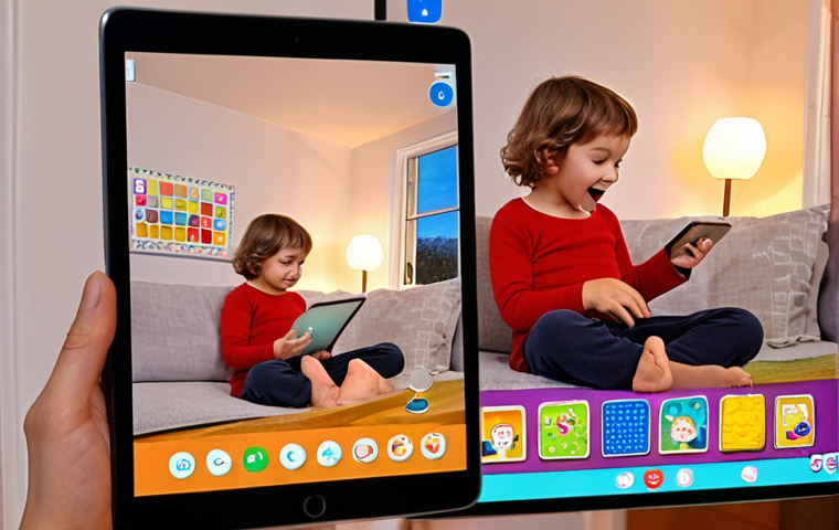 **Prompt:** A cozy, brightly lit French-style living room. A child, aged 6-8, sits comfortably, completely engrossed in a tablet or a large screen. On the screen, a friendly, enthusiastic independent content creator (implied to be an adult, could be a woman or man) is directly engaging with the child, perhaps demonstrating a simple science experiment or a creative craft project. The scene emphasizes warmth, authenticity, and a personal connection between the child and the digital content, reflecting the shift from impersonal large studios to home-based, approachable creators. Subtle elements of toys and child-friendly decor fill the room. High detail, vibrant colors, soft lighting.
