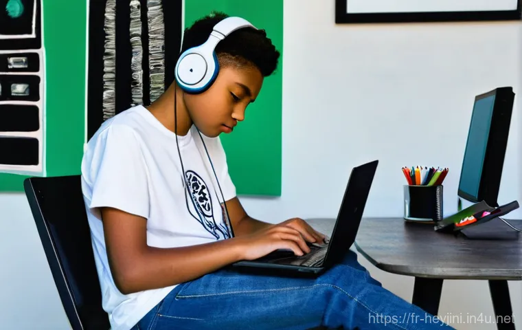 헤이지니와 관련된 온라인 커뮤니티 - **Prompt:** A diverse family, including two parents and two children (approx. 8 and 12 years old), i...